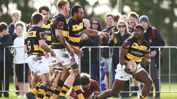 Taranaki wing Kiniviliame Naholo, right, torched Poverty Bay on debut before he was taken off at halftime. 